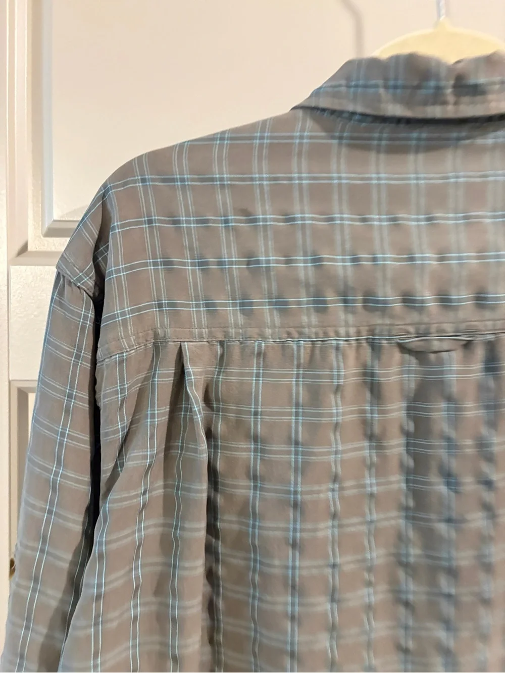 The North Face Plaid Button Down Shirt Men’s Medium Green Blue Outdoor Hiking